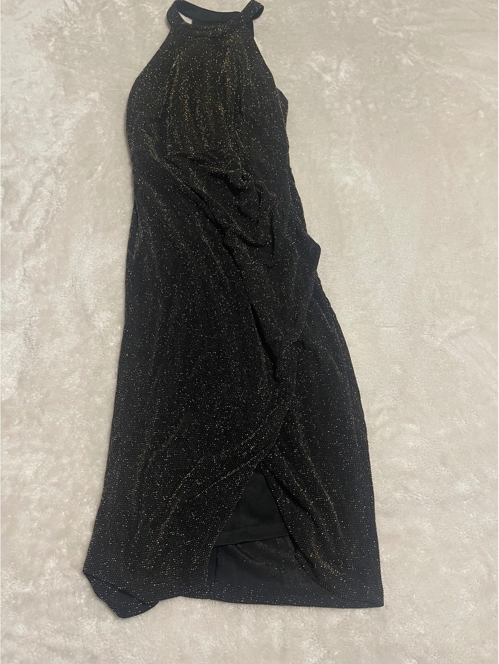 Gianni Bini Black and Gold Sparkle High Neck Dress Size Small